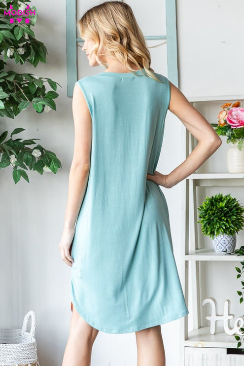 Heimish Full Size Striped Sleeveless V Neck Dress - Modish