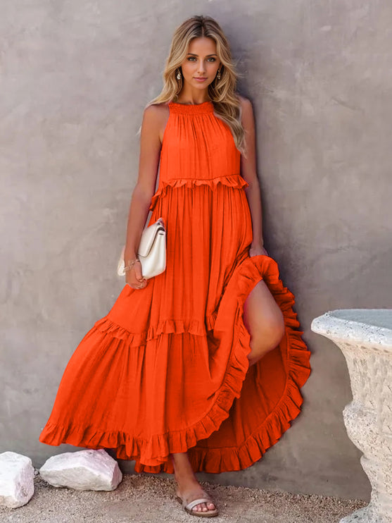 Modish Tiered Maxi Dress with Pockets