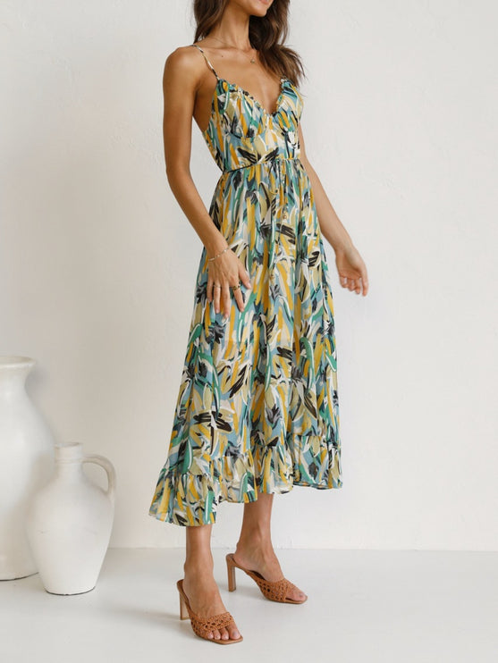 Modish Rustic Chic Print Midi Cami Dress