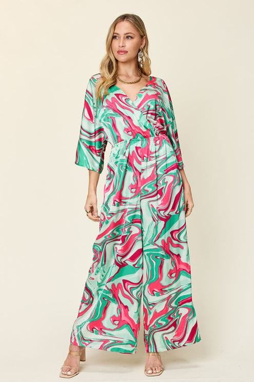 Double Take - Double Take Full Size Half Sleeve Wide Leg Jumpsuit