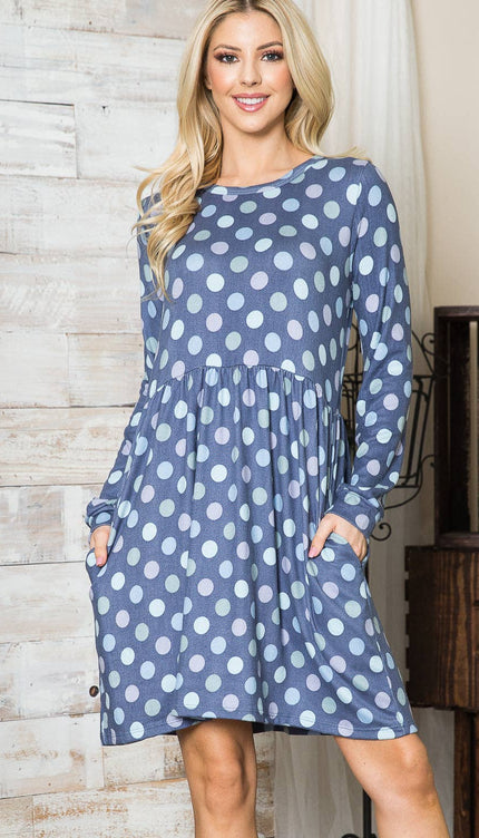 Polka Dot Dress with Pockets | Cross-Back Design | Modish 