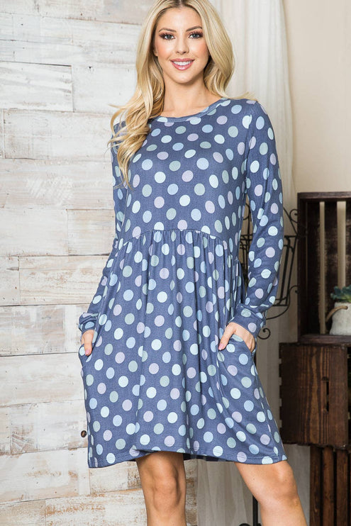 Polka Dot Dress with Pockets | Cross-Back Design | Modish 