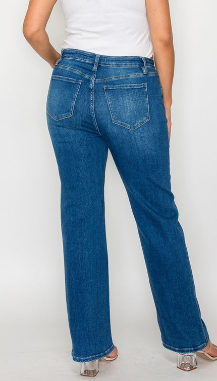 bytos Full Size Cat's Whiskers High Rise Straight Jeans