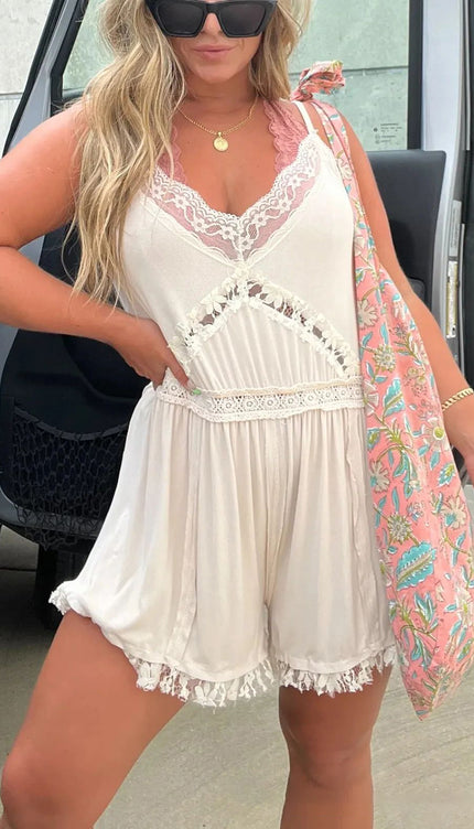 Modish Lace Spaghetti Strap Romper