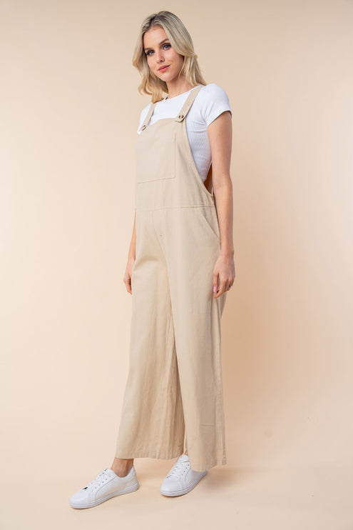 White Birch Sleeveless Wide Leg Jumpsuit-Modish