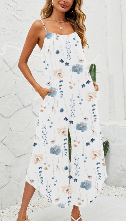 Printed Scoop Neck Wide Leg Jumpsuit