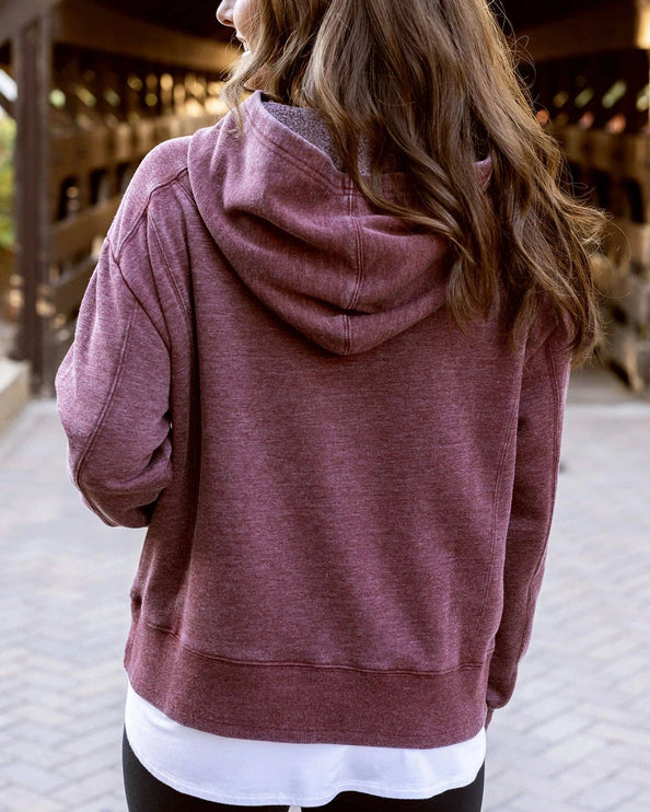 Vintage Washed Fleece Hoodie in Washed Wine