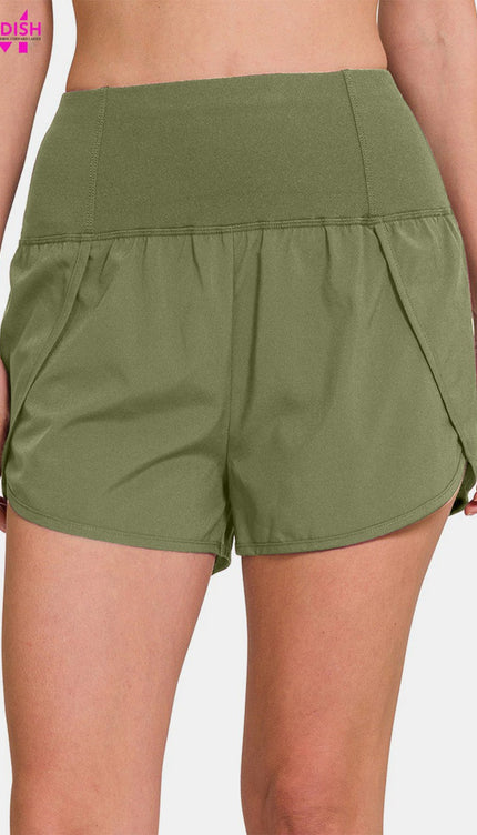 Zenana High-Waisted Zippered Back Pocket Active Shorts-Modish