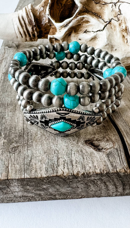 Western Aztec Stone Stretch Bracelets