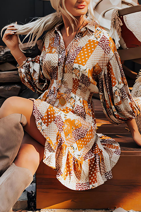 Print Mini Shirt Dress