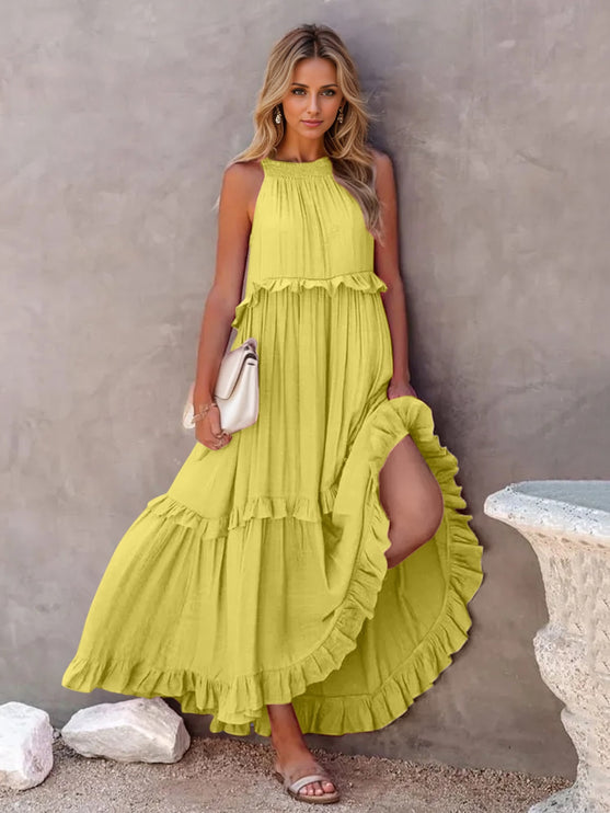 Modish Tiered Maxi Dress with Pockets