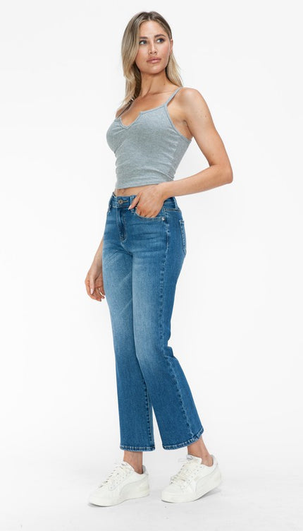 bytos Full Size Cat's Whiskers Mid Rise Ankle Jeans