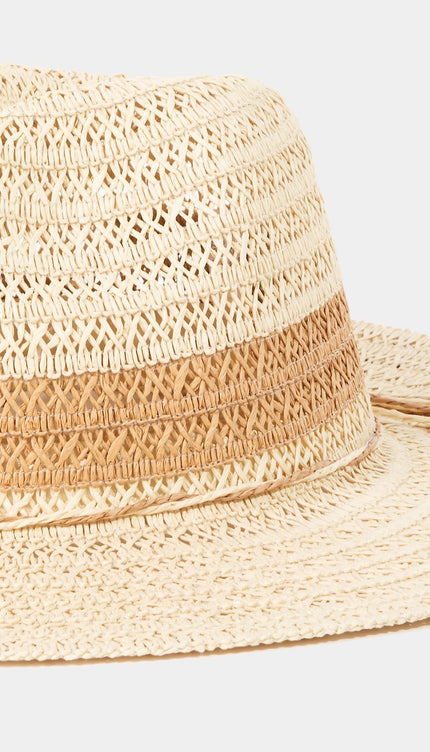 Fame Contrast Straw Braided Sun Hat