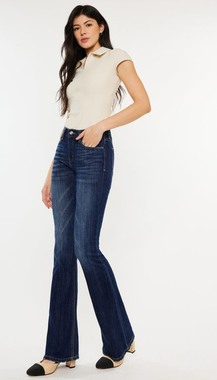 Kancan Full Size Mid Rise Slim Flare Jeans