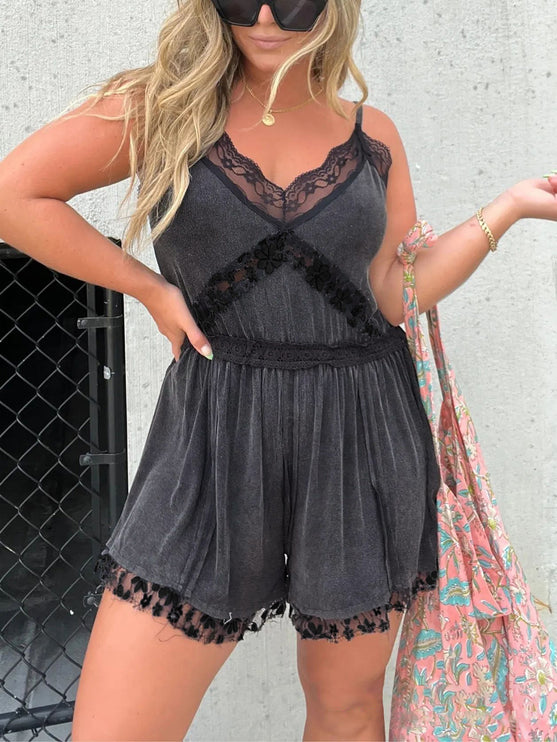 Modish Lace Spaghetti Strap Romper