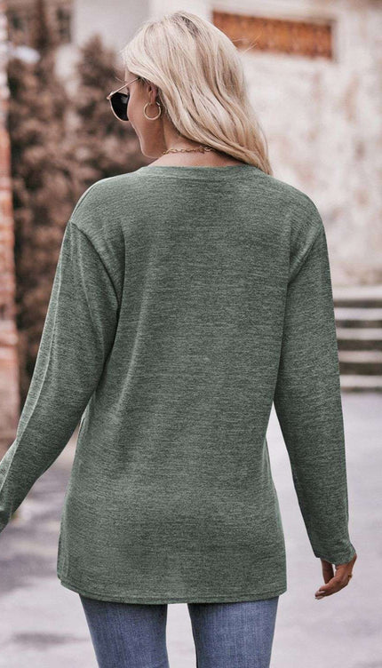 Mandy Notched Neck Long Sleeve Top