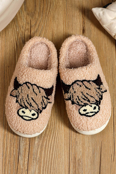 Highland Cow Plush Slippers