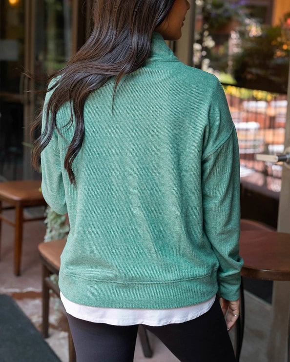 Cool Day Quarter Zip Pullover in Glade Green