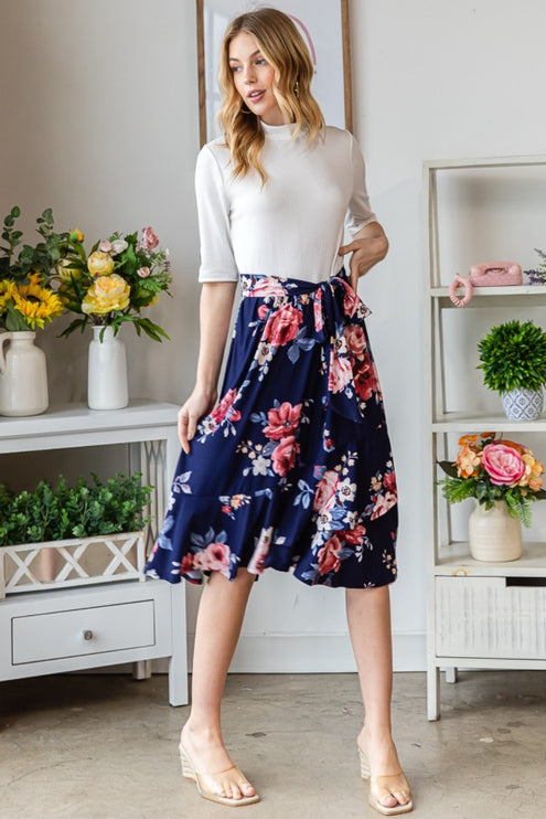 Reborn J Floral Wrap Ruffled Skirt-Modish