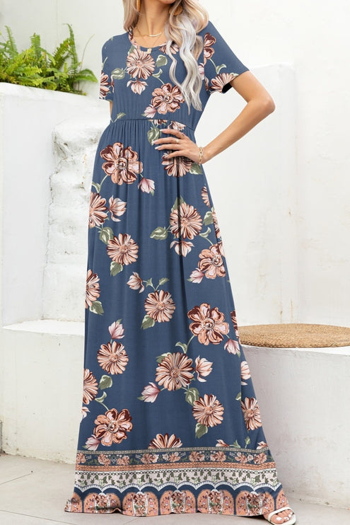 Modish Print Round Neck Maxi Dress-Modish