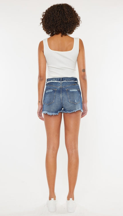 Kancan Distressed Button Fly Denim Shorts-Modish