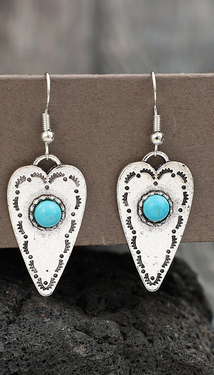 Alloy Turquoise Heart Dangle Earrings