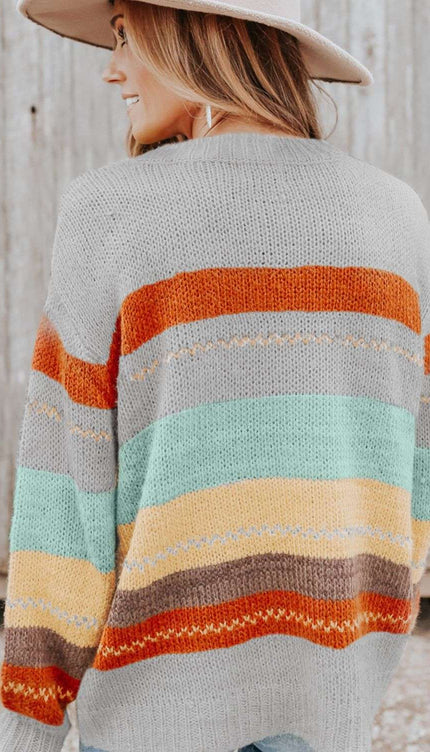 Color Block Round Neck Sweater