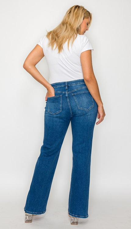 bytos Full Size Cat's Whiskers High Rise Straight Jeans