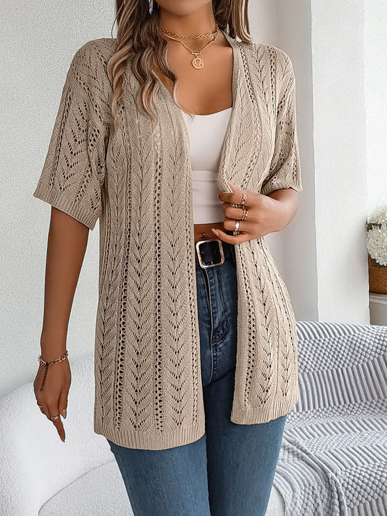 Modish Openwork Half Sleeve Cardigan