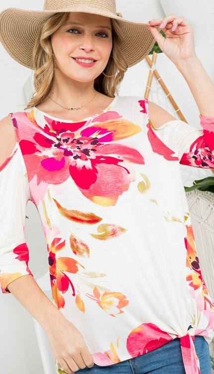 Floral Cold Shoulder Top - Stylish Allover Print | Modish