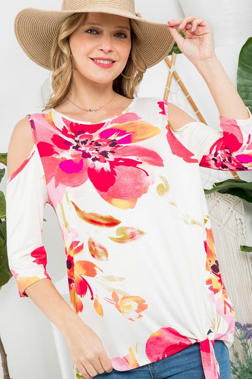 Floral Cold Shoulder Top - Stylish Allover Print | Modish