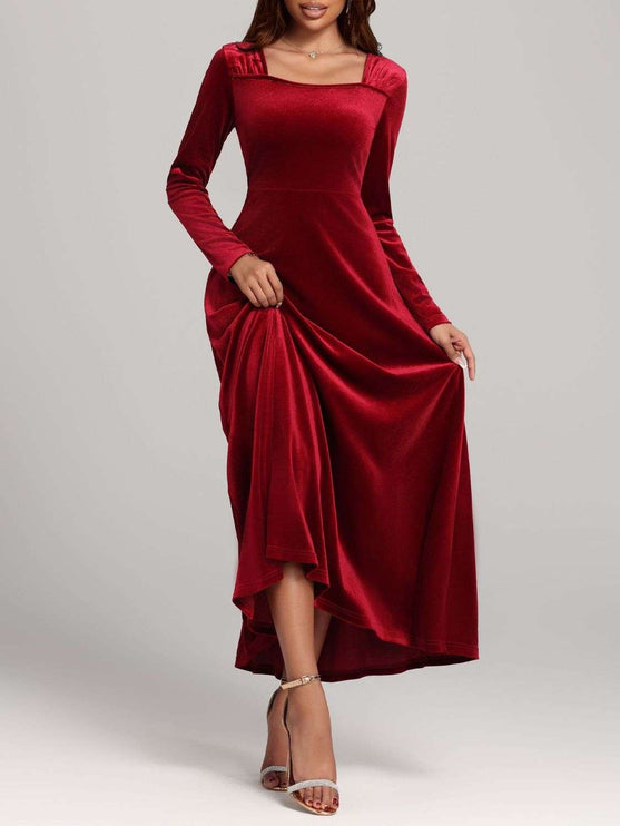 Long Sleeve Velvet Dress