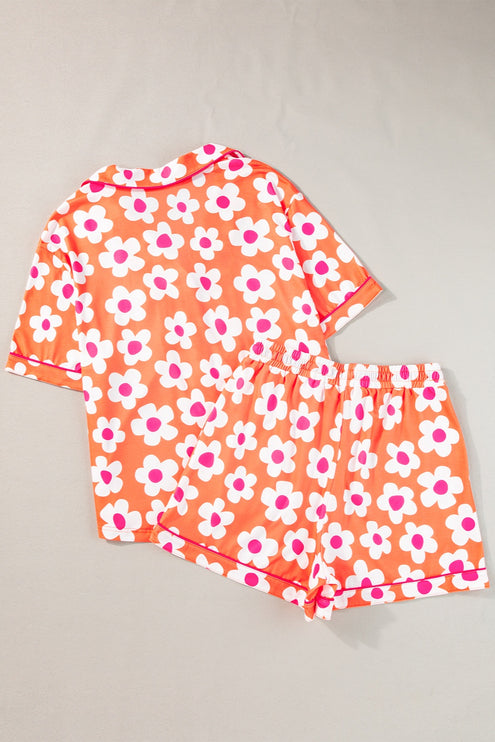 Modish Pocketed Flower Top and Shorts Lounge Set