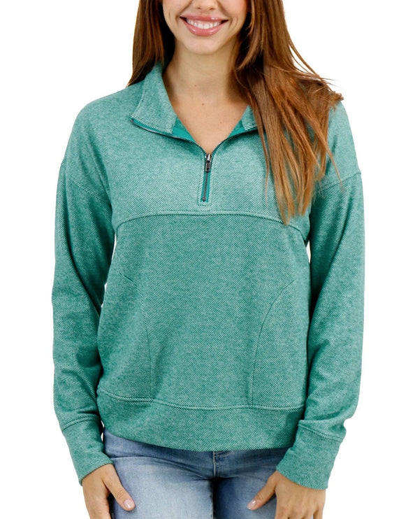 Cool Day Quarter Zip Pullover in Glade Green