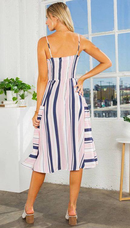 Cut-Out Stripe Dress with Pockets | 4 Colors | Modish