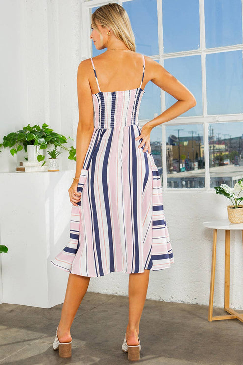 Cut-Out Stripe Dress with Pockets | 4 Colors | Modish