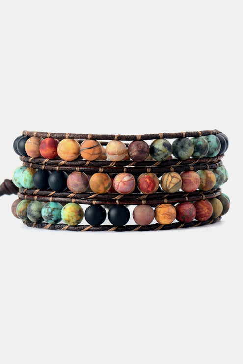 Handmade Triple Layer Beaded Agate Bracelet-Modish