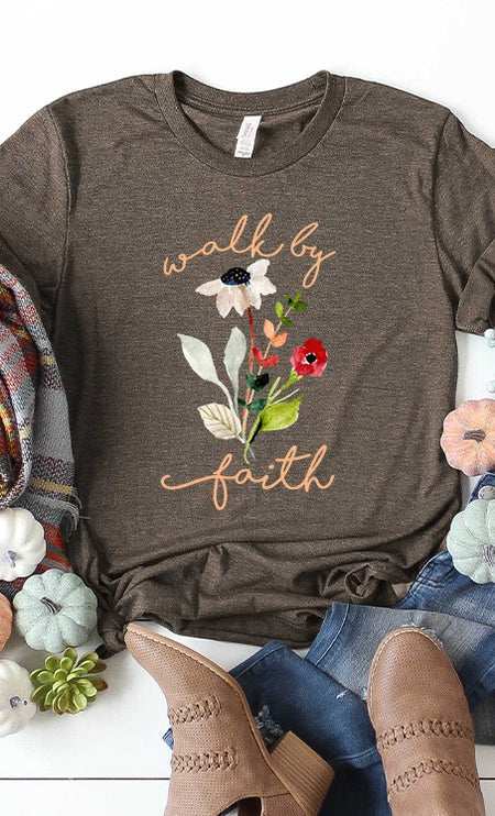 Walk by faith florals graphic tee PLUS-Modish