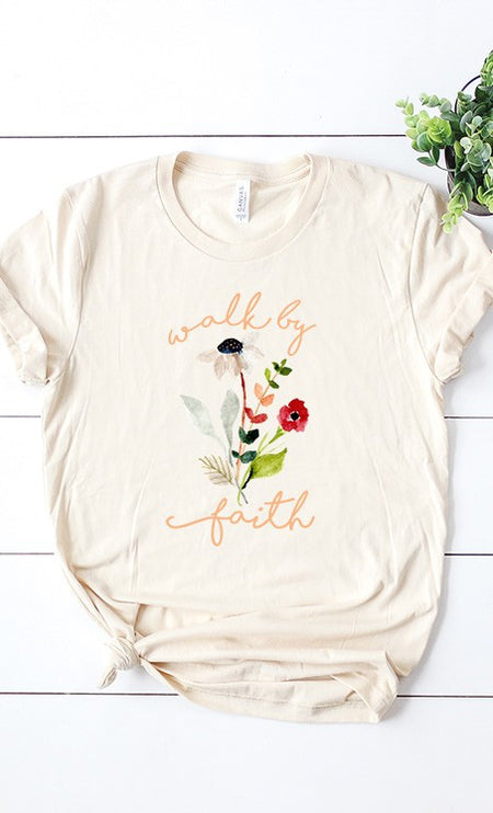 Walk by faith florals graphic tee PLUS-Modish