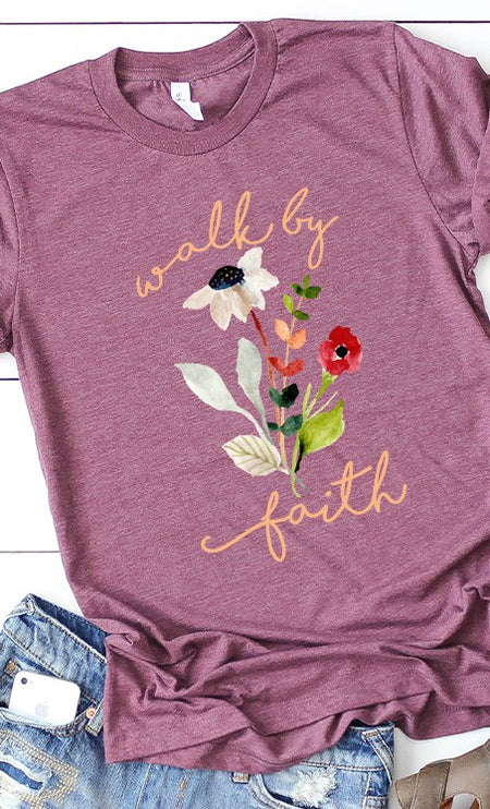 Walk by faith florals graphic tee PLUS-Modish