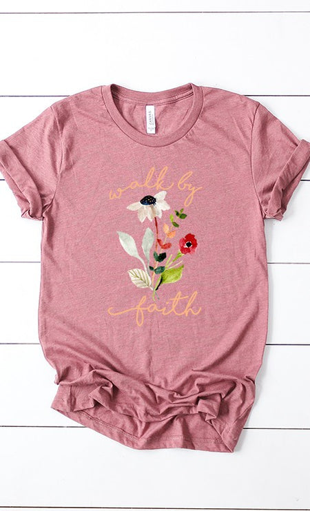 Walk by faith florals graphic tee PLUS-Modish