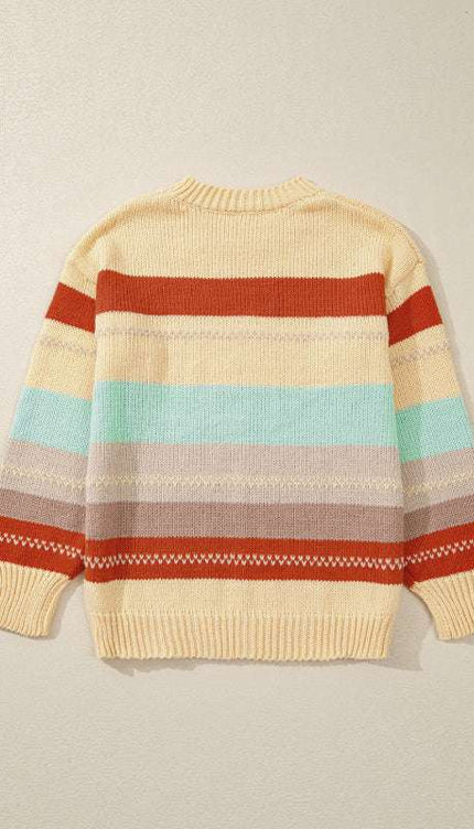 Color Block Round Neck Sweater