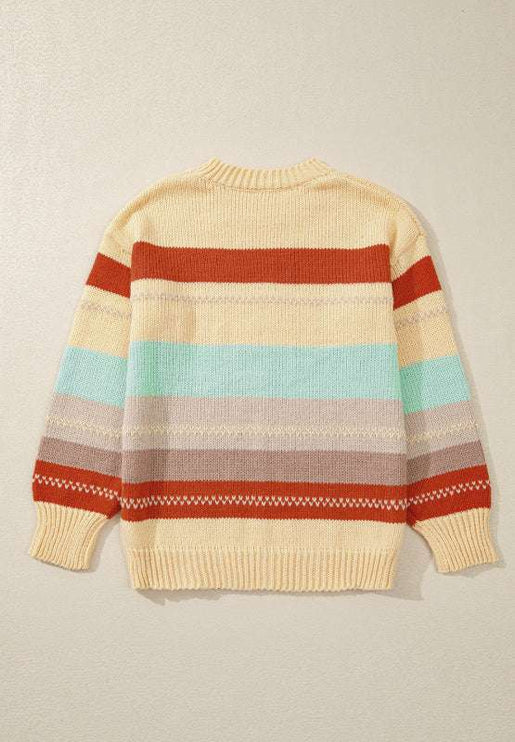 Color Block Round Neck Sweater