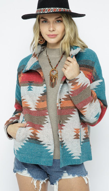 Soft Comfy Lightweight Aztec Pattern Jacket