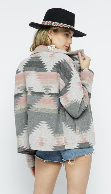 Soft Comfy Lightweight Aztec Pattern Jacket