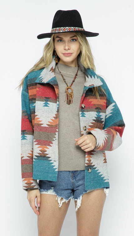 Soft Comfy Lightweight Aztec Pattern Jacket