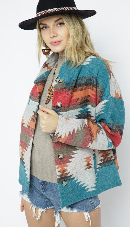 Soft Comfy Lightweight Aztec Pattern Jacket