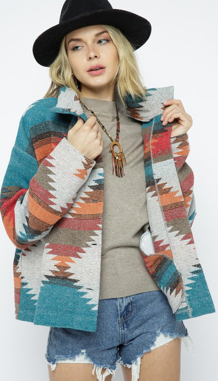 Soft Comfy Lightweight Aztec Pattern Jacket