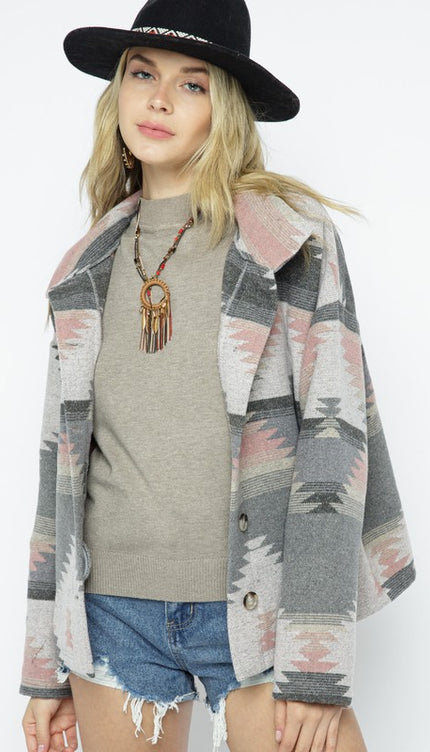 Soft Comfy Lightweight Aztec Pattern Jacket