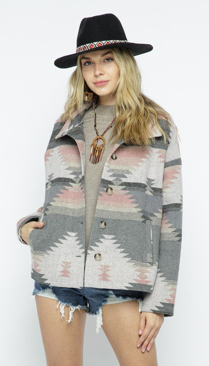 Soft Comfy Lightweight Aztec Pattern Jacket